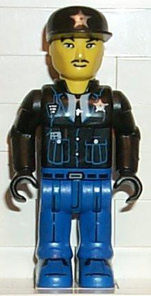 LEGO Minifigure-Police - Blue Legs, Black Jacket, Black Cap with Star-4 Juniors / Jack Stone-js016-Creative Brick Builders